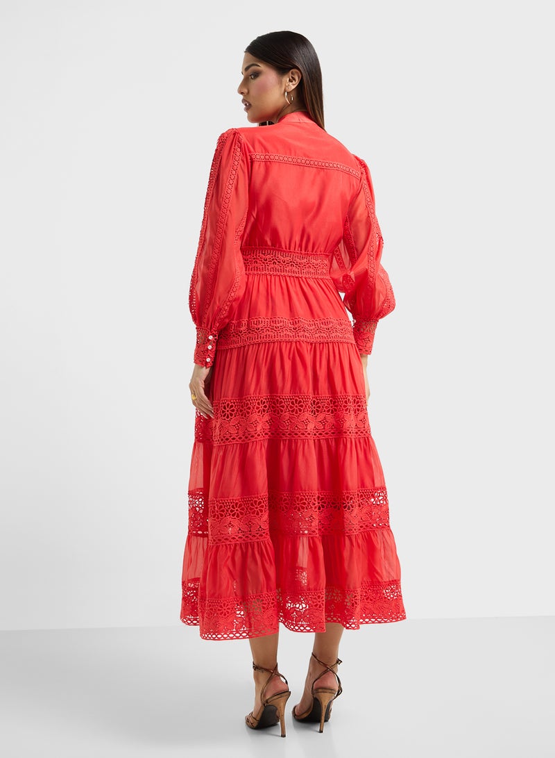 Khizana Lace Trimmed Midi Dress - Image 2