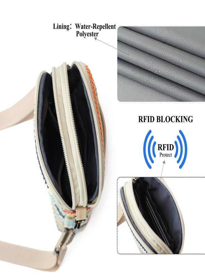 BBORGDC RFID Crossbody Bags For Women Travel, Small Cell Phone Purse, Double Zipper Straw Woven, Beach Boho With Colorful Stripes, For Walking And Commute, Original Gift - Image 4