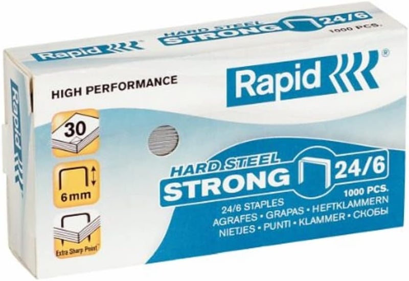 Rapid Staples 24/6 mm Strong, Hard Steel, Pack of 1000 General purpose premium build
