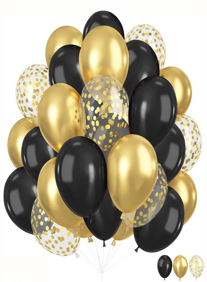 زويو مجموعة زويو من 50 بالونًا، مقاس 12 بوصة، بالونات لاتكس سوداء وذهبية مزينة بالقصاصات الورقية، مثالية لحفلات الزفاف، وأعياد الميلاد، وحفلات التخرج، ورأس السنة، والذكرى السنوية، وحفلات الوداع، وحفلات التقاعد. - Image 2