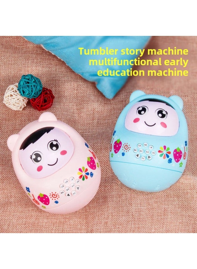 Baby Early Education Machine Tumbler Toy Children Baby Phone Phone Music Fun Story Machine Supermarket Stall-Color:Early Education Tumbler Blue  Bag + Rechargeable Battery - Image 2