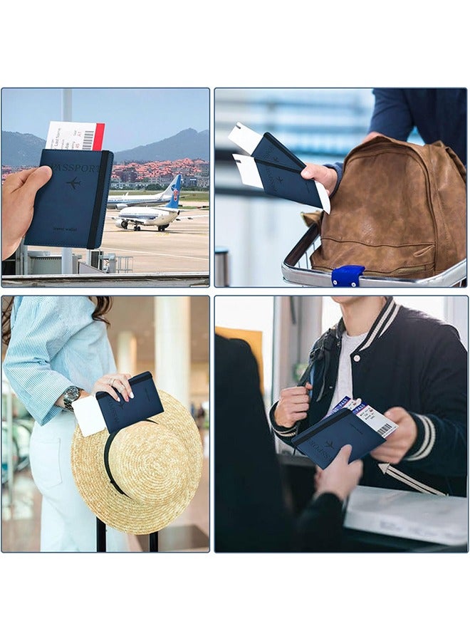 ليفقورا حافظة جواز سفر مع حجب RFID، محفظة جلدية رفيعة للبطاقات الائتمانية، الهوية، بطاقات الصعود وجواز السفر، ملحقات السفر (أزرق) - Image 5