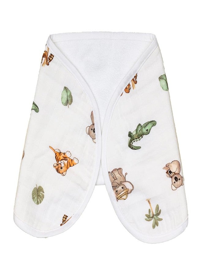 Cugo Organic Cotton and Bamboo Baby Burp Cloth, Dual-Layer Design with Muslin and Terry Cotton (Animal Kingdom) - Image 5