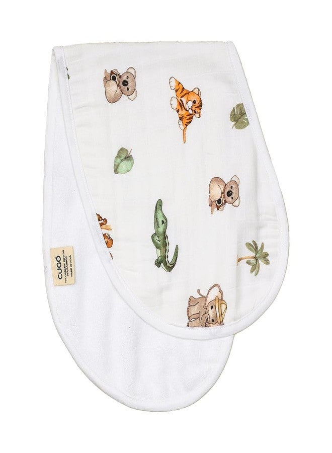 Cugo Organic Cotton and Bamboo Baby Burp Cloth, Dual-Layer Design with Muslin and Terry Cotton (Animal Kingdom) - Image 4