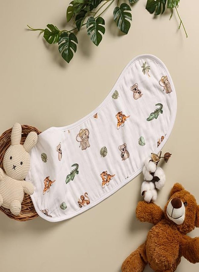 Cugo Organic Cotton and Bamboo Baby Burp Cloth, Dual-Layer Design with Muslin and Terry Cotton (Animal Kingdom) - Image 1