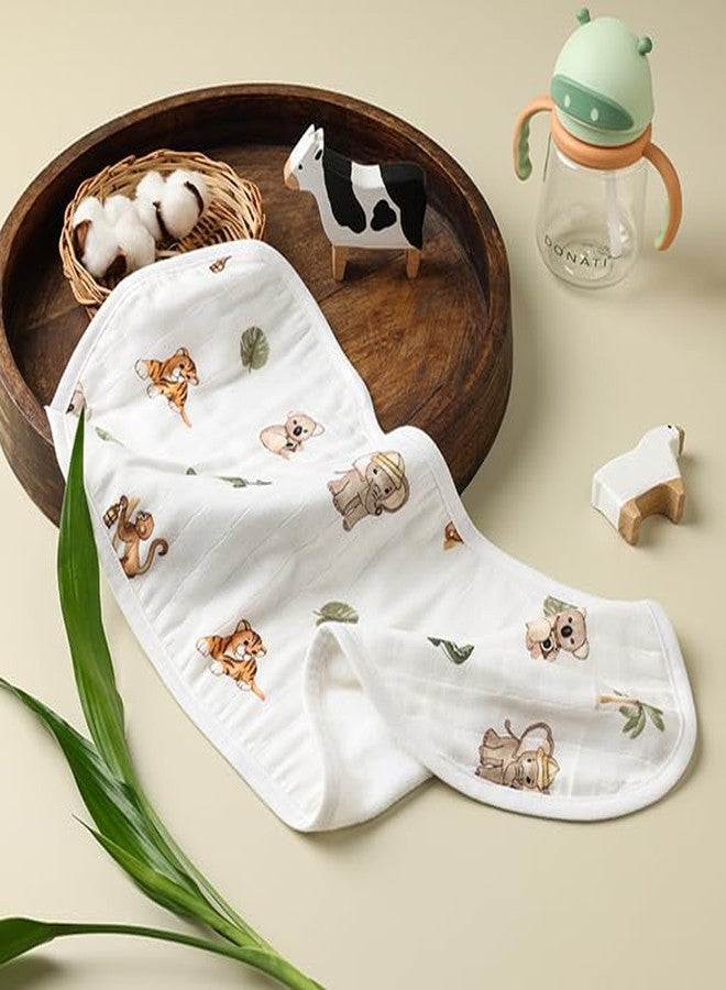 Cugo Organic Cotton and Bamboo Baby Burp Cloth, Dual-Layer Design with Muslin and Terry Cotton (Animal Kingdom) - Image 2