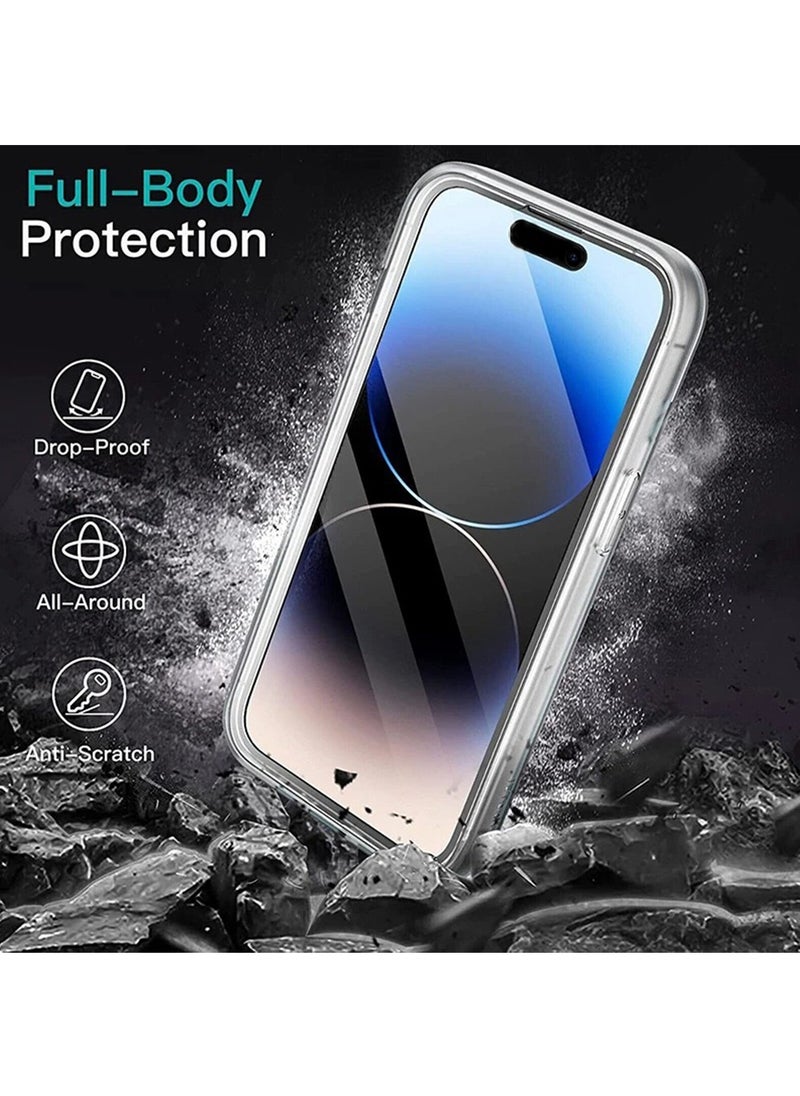 X-level 1 Pcs Compatible with iPhone 15Pro Max Case,[Non-Yellowing] Transparent 360° Full Body Rugged Slim Shockproof Bumper with Built-in Screen PC Protector Case for iPhone 15Pro Max,(Clear)  - Image 2