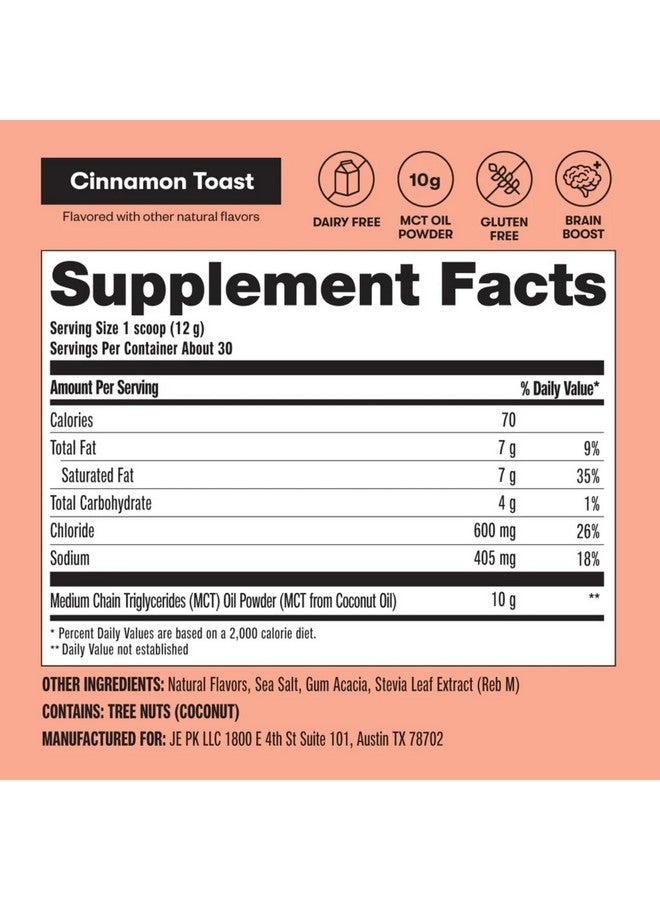 Perfect Keto 7g MCT Oil Powder, Medium Chain Triglycerides Supplement, Non Dairy Coffee Creamer for Keto Diet, Ketogenic MCT Oil Mix for Coffee, Smoothie, Protein Shakes, Cinnamon Toast, 30 Servings - Image 2