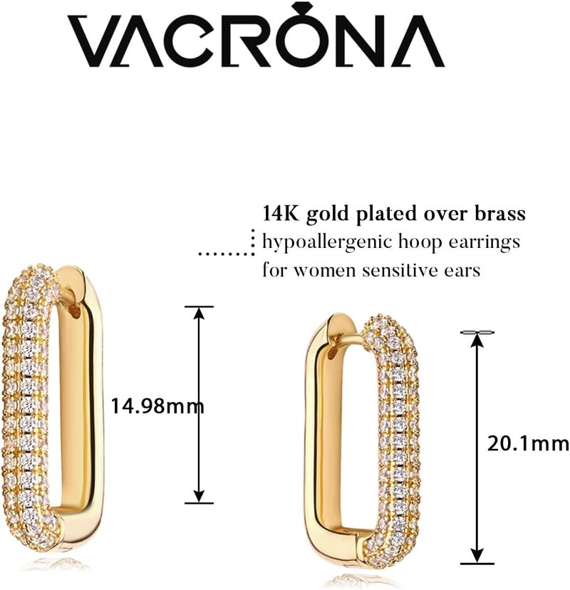 VACRONA Cubic Zirconia Huggie Earrings 14k Gold Plated Tiny Earrings Small Huggie Hoop Earrings Simple Lightweight Hoops Gift for Women - Image 4