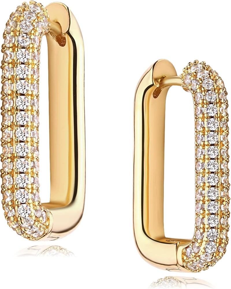 VACRONA Cubic Zirconia Huggie Earrings 14k Gold Plated Tiny Earrings Small Huggie Hoop Earrings Simple Lightweight Hoops Gift for Women - Image 1