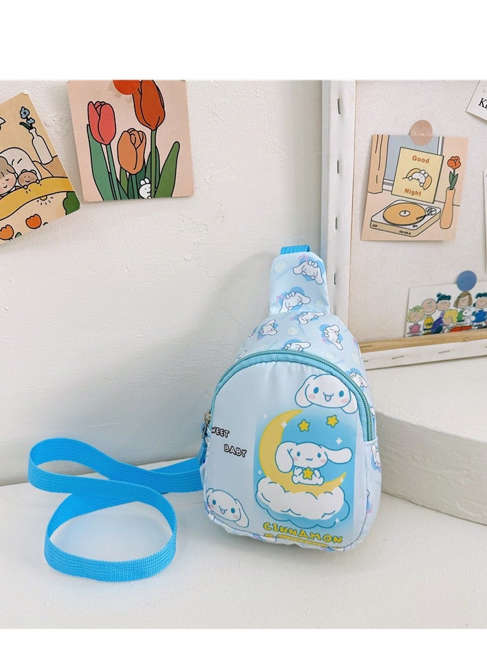 Sanrio Sky Blue Cinnamoroll Pattern Kids' Anti-Sweat & Secure Crossbody Bag - Cartoon Print Lightweight Mini Waist Pack, Sport Chest Bag for School Children - Image 1