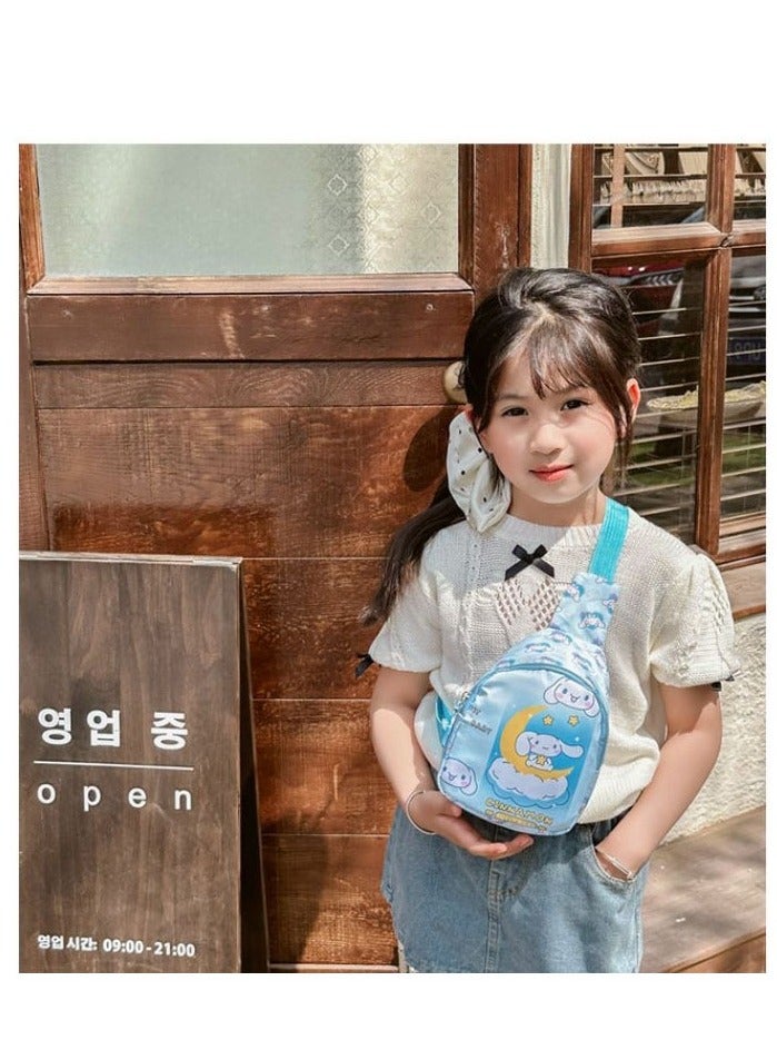 Sanrio Sky Blue Cinnamoroll Pattern Kids' Anti-Sweat & Secure Crossbody Bag - Cartoon Print Lightweight Mini Waist Pack, Sport Chest Bag for School Children - Image 2