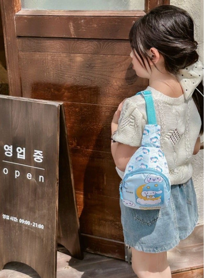 Sanrio Sky Blue Cinnamoroll Pattern Kids' Anti-Sweat & Secure Crossbody Bag - Cartoon Print Lightweight Mini Waist Pack, Sport Chest Bag for School Children - Image 3