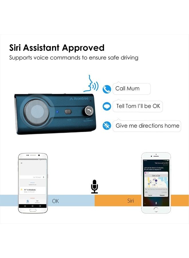 Avantree CK11 Bluetooth 5.0 Hands Free Cell Phone Car Kit, 3W Loud Speakerphone, Support Siri Assistant, Motion AUTO ON, Volume Knob, Wireless in Car Handsfree Speaker with Visor Clip – Blue - Image 2