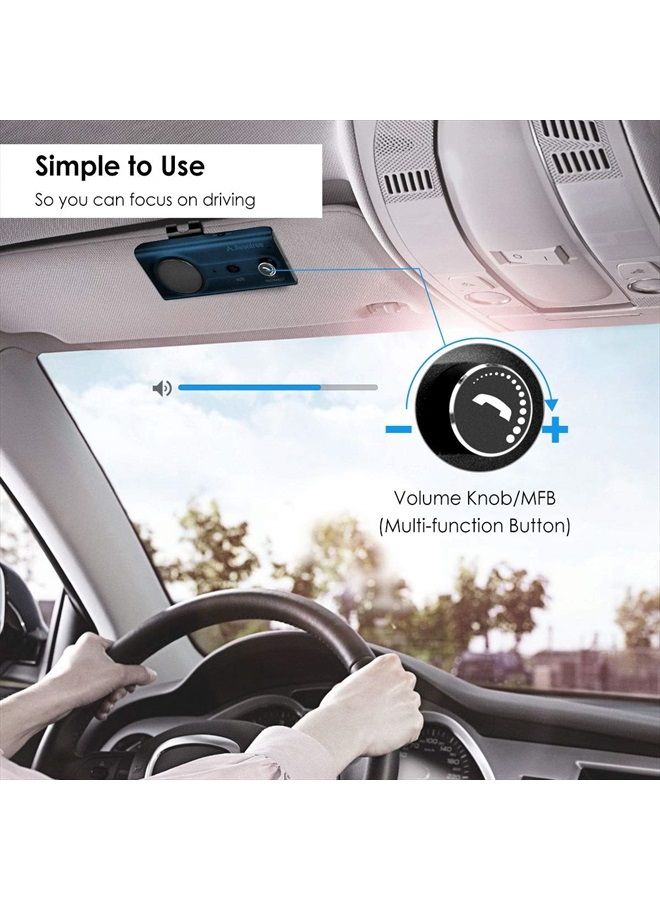 Avantree CK11 Bluetooth 5.0 Hands Free Cell Phone Car Kit, 3W Loud Speakerphone, Support Siri Assistant, Motion AUTO ON, Volume Knob, Wireless in Car Handsfree Speaker with Visor Clip – Blue - Image 5