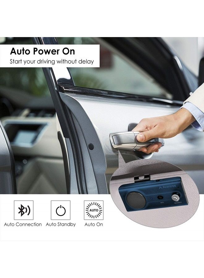 Avantree CK11 Bluetooth 5.0 Hands Free Cell Phone Car Kit, 3W Loud Speakerphone, Support Siri Assistant, Motion AUTO ON, Volume Knob, Wireless in Car Handsfree Speaker with Visor Clip – Blue - Image 3