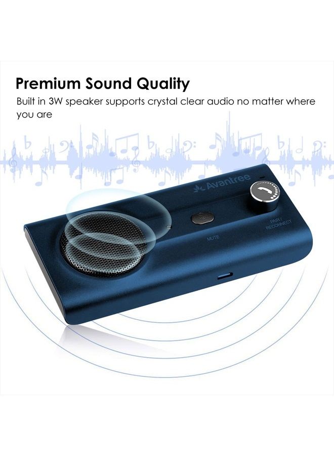 Avantree CK11 Bluetooth 5.0 Hands Free Cell Phone Car Kit, 3W Loud Speakerphone, Support Siri Assistant, Motion AUTO ON, Volume Knob, Wireless in Car Handsfree Speaker with Visor Clip – Blue - Image 4