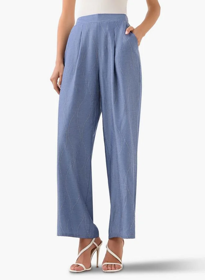 Splash FAV Wide-Leg Embellished Trousers
