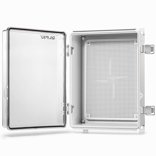QILIPSU Outdoor WiFi Enclosure, 14.6"x10.6"x5.9" Waterproof Electrical Junction Box IP67 Clear ABS Plastic Weatherproof for Network Projects Router Control - Image 1