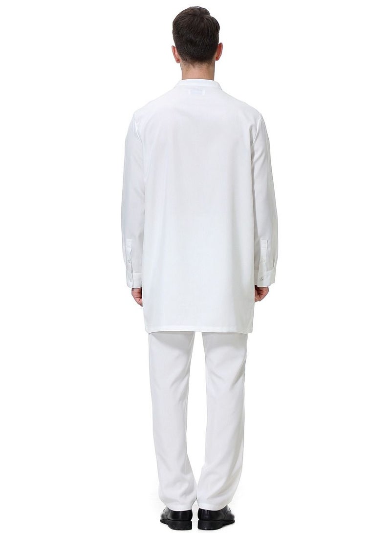 Muslim Arab Men Thobe Thawb Kaftan Suit White