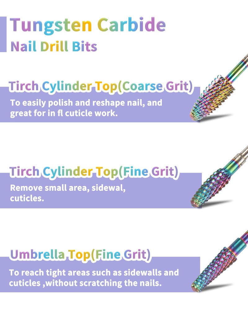 BQAN Nail Drill Bits, 17Pcs Tungsten Carbide Drill Bit Set, Professional 3/32'' Nail Bits For Nail Drill Efile, Acrylic Nails, Manicure Pedicure, Home Salon Nail Art Supplies - Image 4