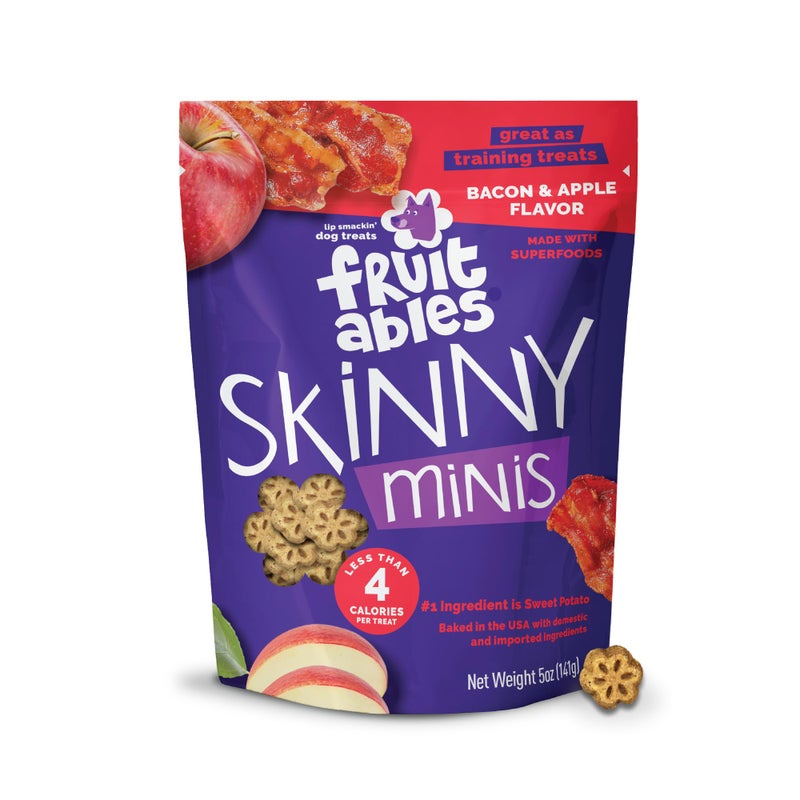 Fruitables Skinny Mini Dog Treats, Healthy Sweet Potato Treat for Dogs, Low Calorie & Delicious, Puppy Training, No Wheat, Corn or Soy, Made in the USA, Bacon and Apple Flavor, 5oz - Image 1