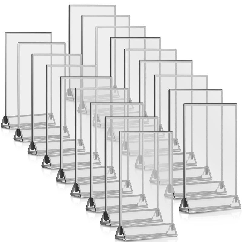 Yalikop 18 Pieces Frames Table Numbers Clear Table Sign Double Sided Picture Photo Frame Table Number Holder Acrylic Sign Holder for Wedding Table Menu Holder4 x 6 InchesSliver