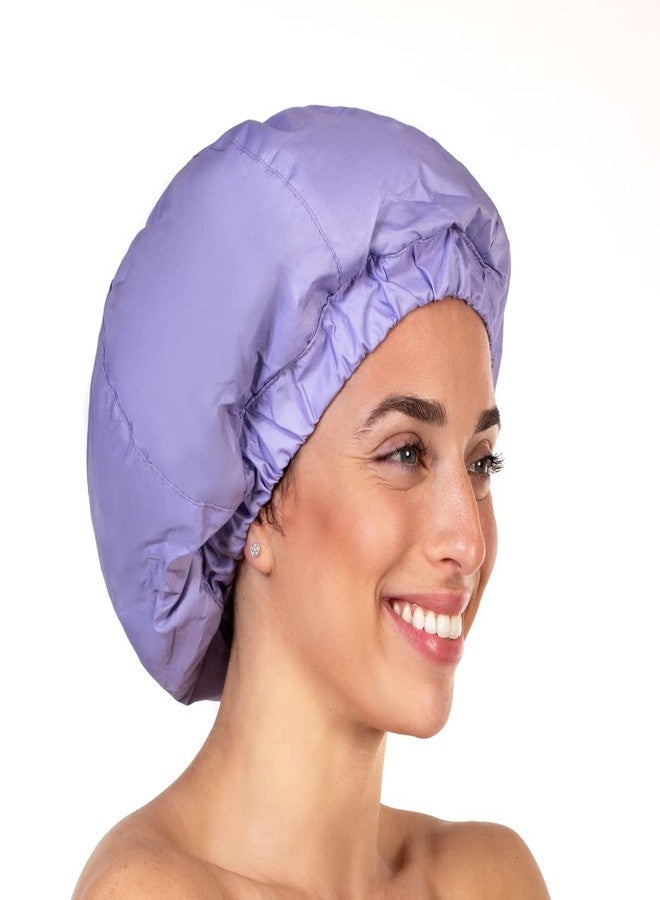 Hersome 2 Premium Shower Cap for Women - 500+ Showers, 100% Waterproof, Double-Sided, For Long Hair & Great For Curls (Anti-Frizz) (Black & Purple) - Image 3