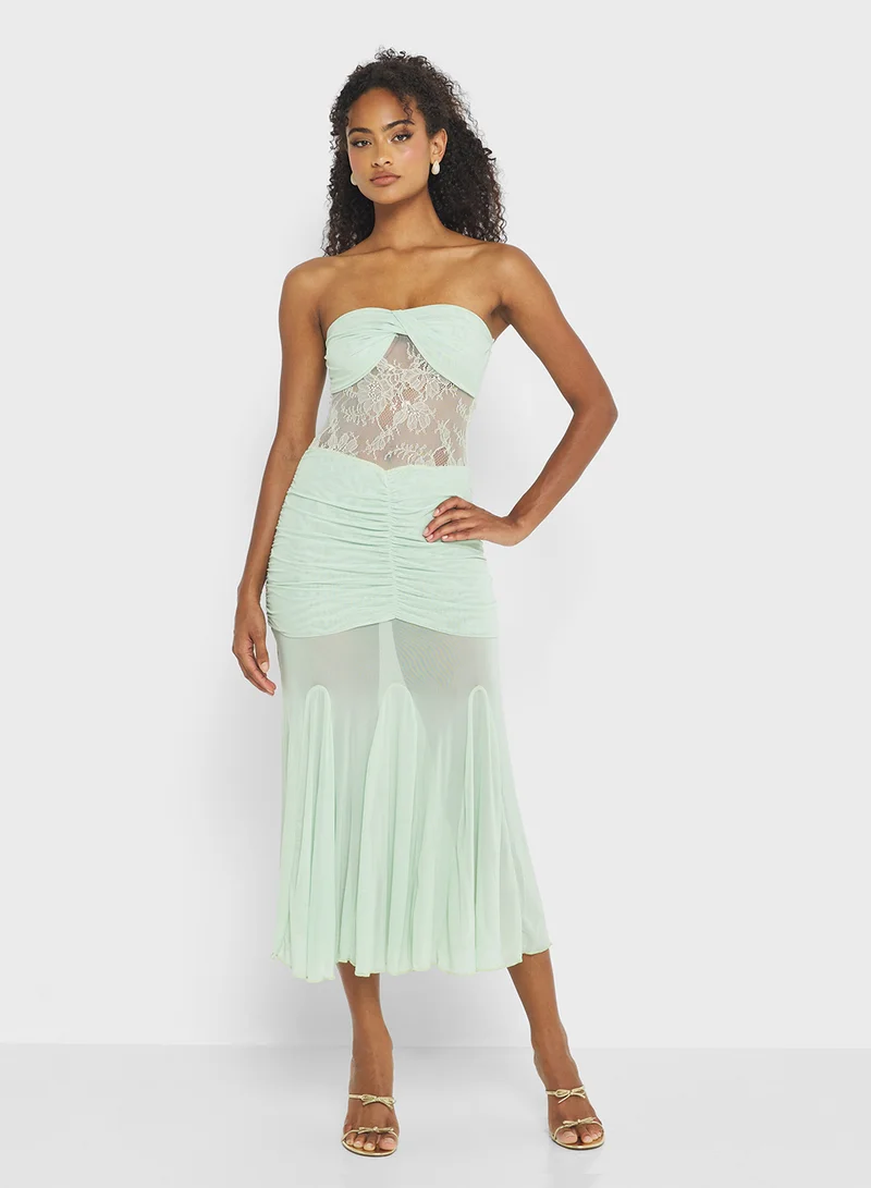 Ginger Bandeau Mesh Detail Draped Dress