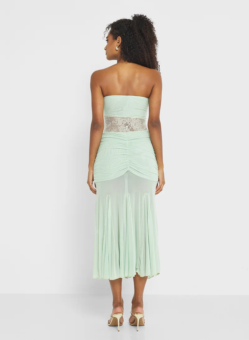 Ginger Bandeau Mesh Detail Draped Dress