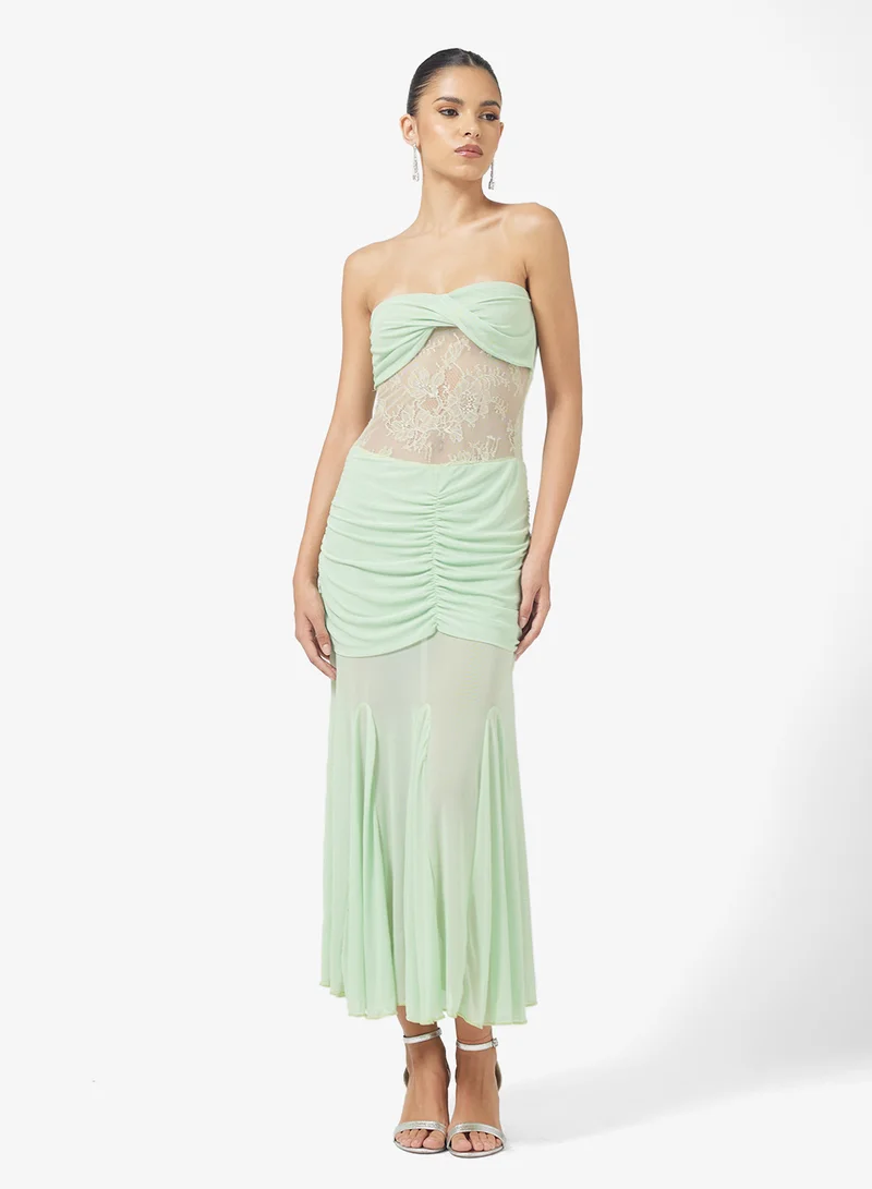 جينجر Bandeau Mesh Detail Draped Dress