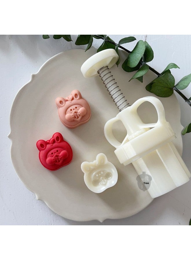 Mini Apple Fortune Rabbit Mooncake Mold Chinese Style Cartoon Biscuit Cutter Year Celebration Oak Nut Fruits 20g-Specifications:Mini Purse 20g A Bucket Of 1 Flower Piece-Color:White - Image 2