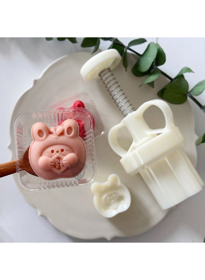 Mini Apple Fortune Rabbit Mooncake Mold Chinese Style Cartoon Biscuit Cutter Year Celebration Oak Nut Fruits 20g-Specifications:Mini Purse 20g A Bucket Of 1 Flower Piece-Color:White - Image 4