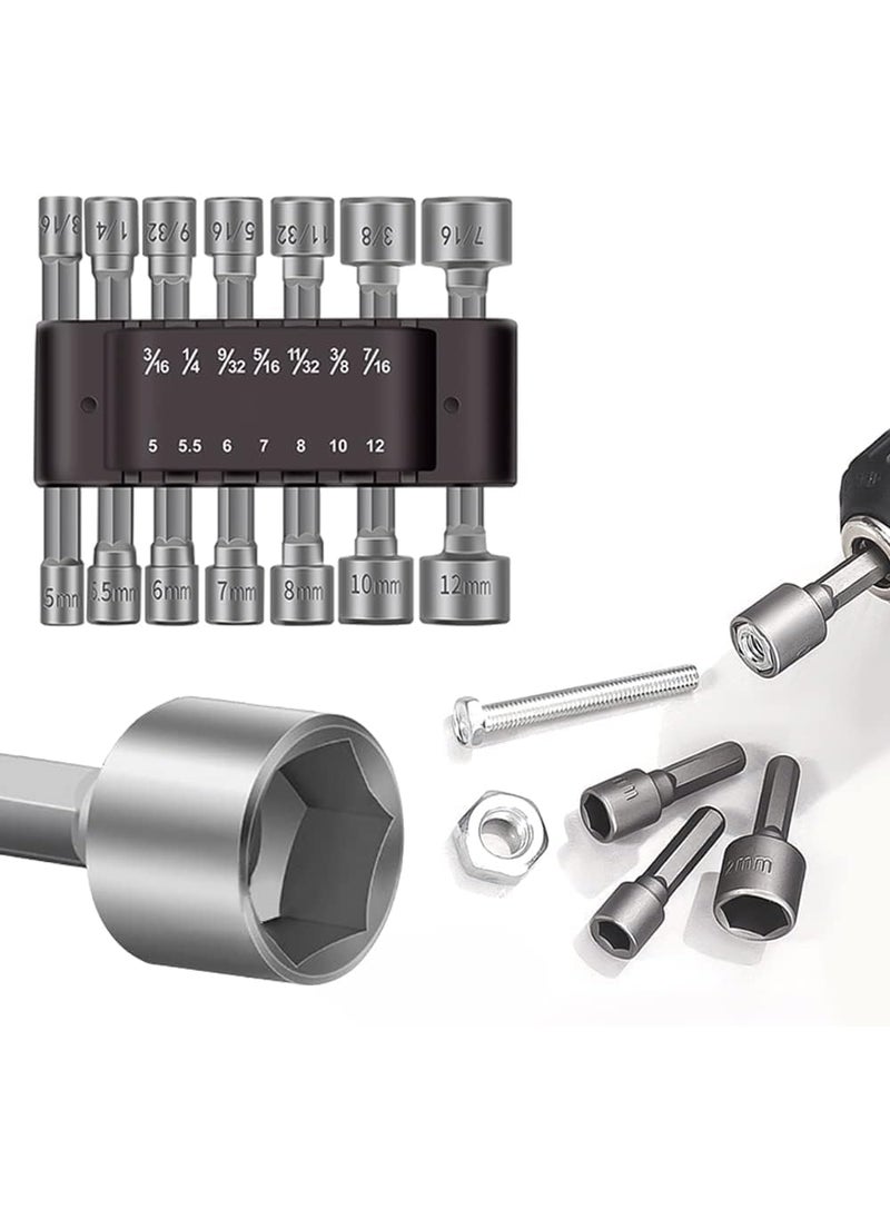 KLIFFOO Kliffoo 14 Piece Power Nuts Driver Drill Bit Socket Wrench Tools Set14 inch Hex Shank Nut Driver Socket Wrench ToolsElectric Screwdriver Wrench Nut setter SetDrill Chuck Adapter For drill machine  - Image 1