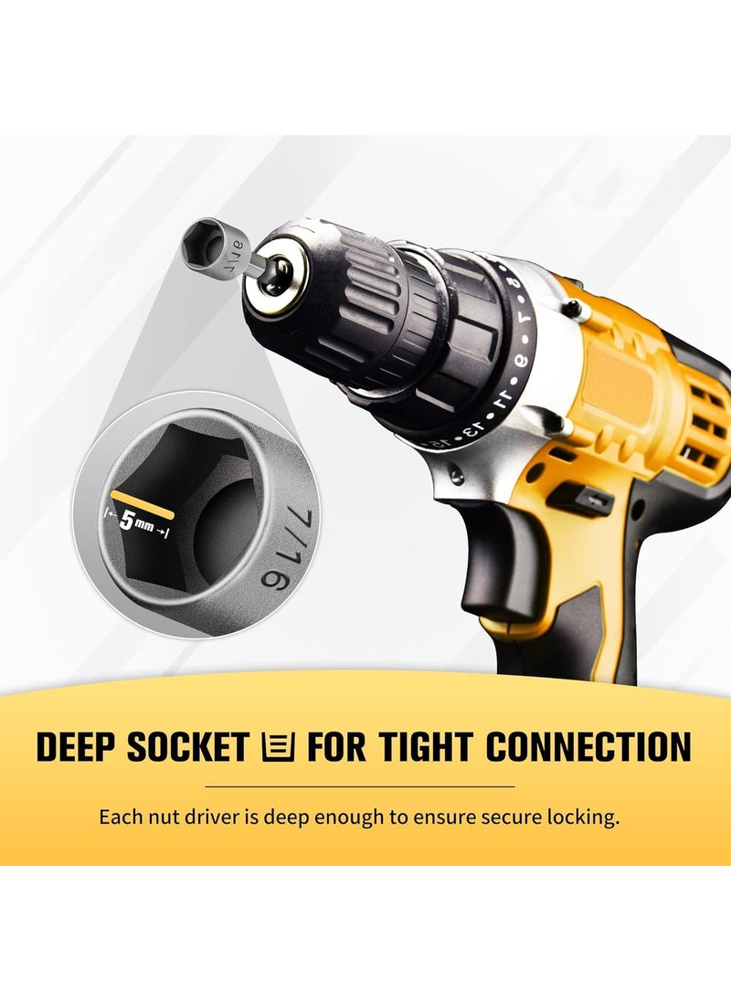 KLIFFOO Kliffoo 14 Piece Power Nuts Driver Drill Bit Socket Wrench Tools Set14 inch Hex Shank Nut Driver Socket Wrench ToolsElectric Screwdriver Wrench Nut setter SetDrill Chuck Adapter For drill machine  - Image 5