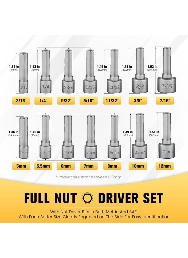 KLIFFOO Kliffoo 14 Piece Power Nuts Driver Drill Bit Socket Wrench Tools Set14 inch Hex Shank Nut Driver Socket Wrench ToolsElectric Screwdriver Wrench Nut setter SetDrill Chuck Adapter For drill machine  - Image 3