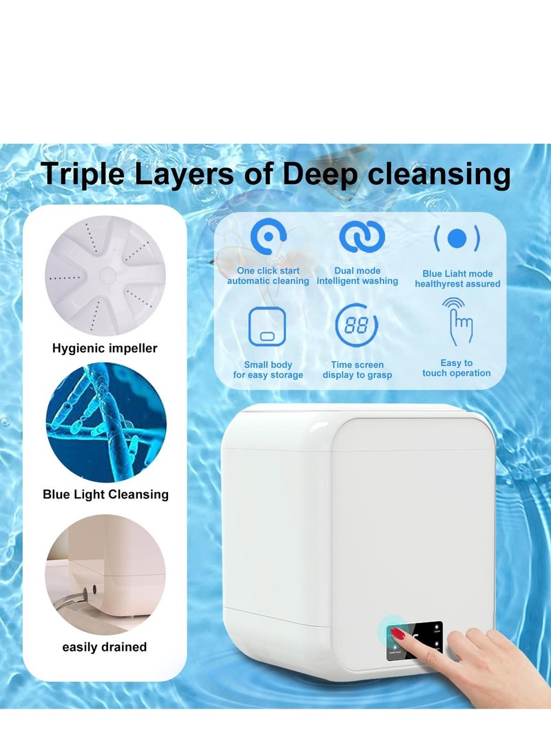 NIUB Portable Washing Machine, 12L Mini Laundry Washer for Baby Clothes, Underwear, Clothes, Socks, Washer Equipped Blue Light Sterilization, Touch Screen with Digital Timer, for Apartments, Dorms, Hotels, and Travel Use - Image 2