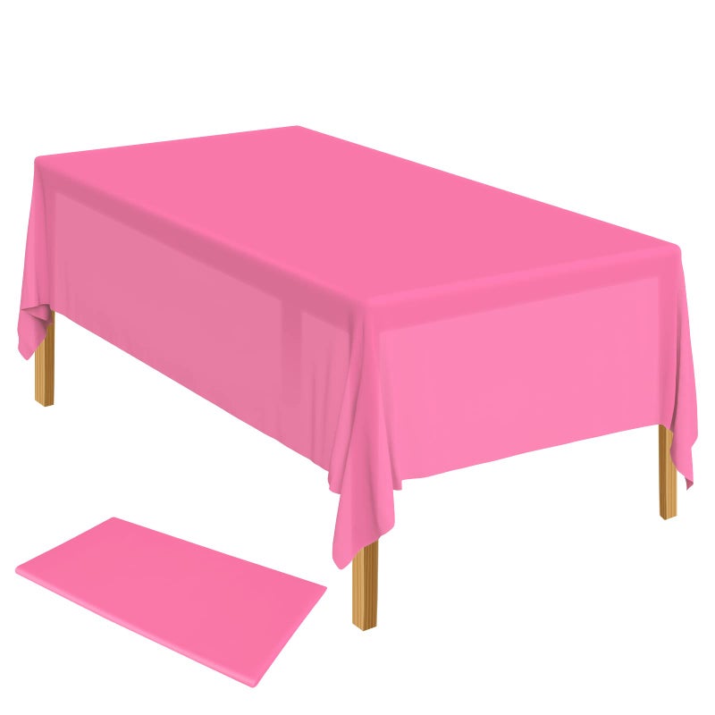 ELECLAND Plastic Table Cover  Hot Pink 137 x 274 cm Rectangle Tablecloth for IndoorOutdoor Parties