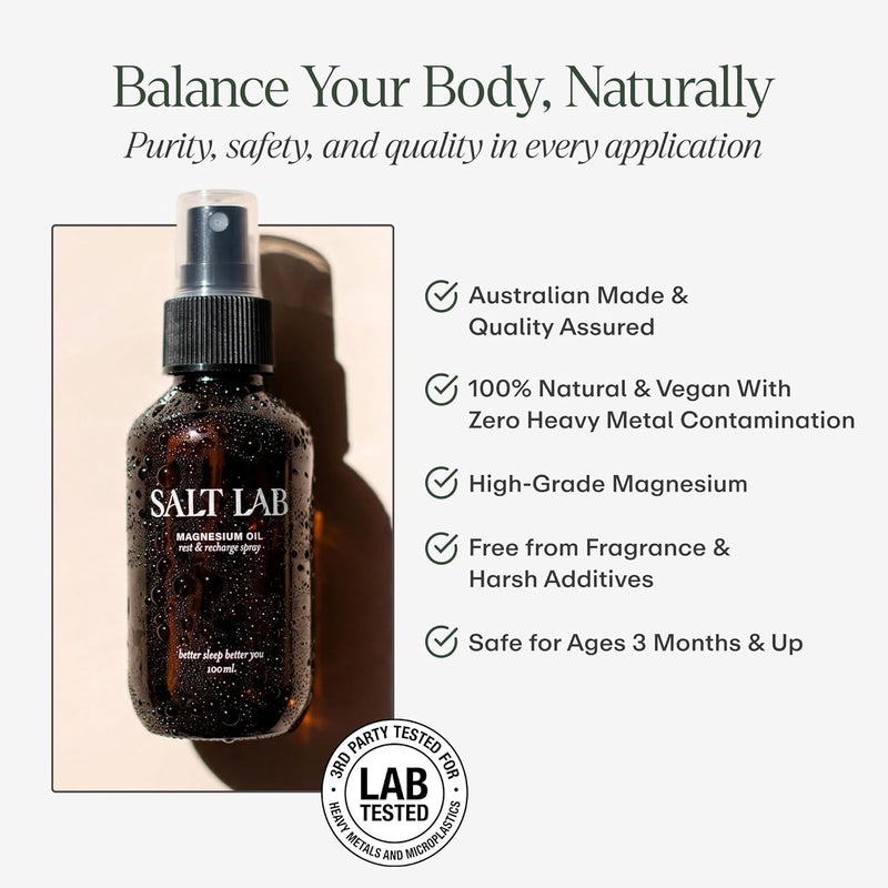 SALT LAB Magnesium Oil Spray – Topical Travel Size Magnesium Spray for Adults – Promotes Relaxation and Good Sleep – Lightweight, Easy to Apply and Fast. - Image 2