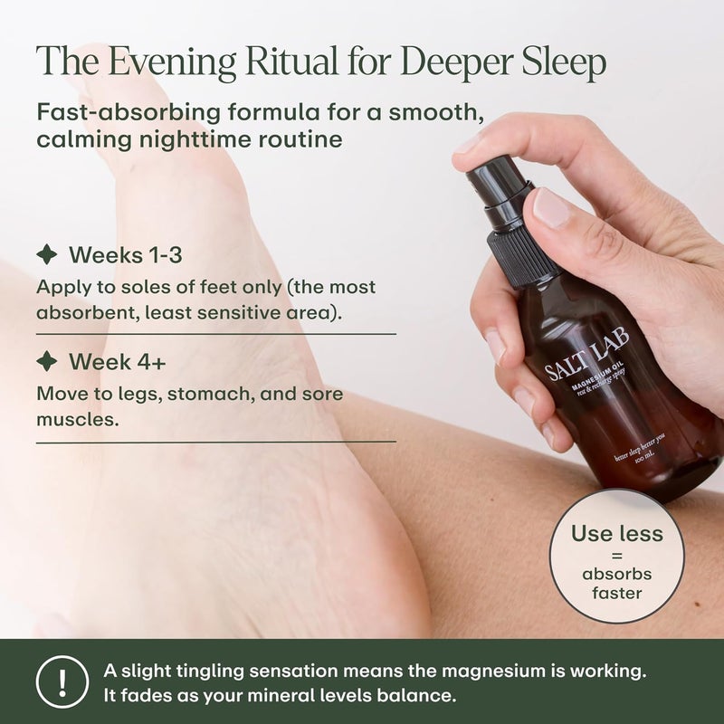 SALT LAB Magnesium Oil Spray – Topical Travel Size Magnesium Spray for Adults – Promotes Relaxation and Good Sleep – Lightweight, Easy to Apply and Fast. - Image 4
