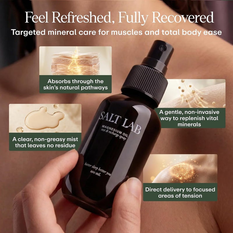 SALT LAB Magnesium Oil Spray – Topical Travel Size Magnesium Spray for Adults – Promotes Relaxation and Good Sleep – Lightweight, Easy to Apply and Fast. - Image 3