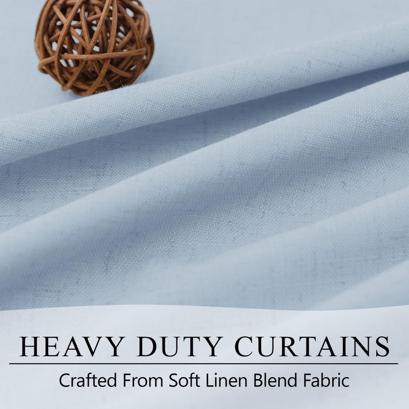 DANCURTON Light Blue Curtains 84 Inch Length for Bedroom 2 Panel Back Tab Pocket Pale Sky Colored Darkening Insulated Thermal Country Farmhouse Linen Blackout Curtain for Living Room Black Out Long Drape Window - Image 3