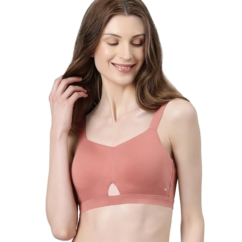 Enamor Innovations Cloudsoft Invisi Bonded Neck Women's Everyday Cotton Minimizer Bra - Padded, Wirefree, Full Coverage - A064 (Available in Plus Sizes) Rosette - Image 1