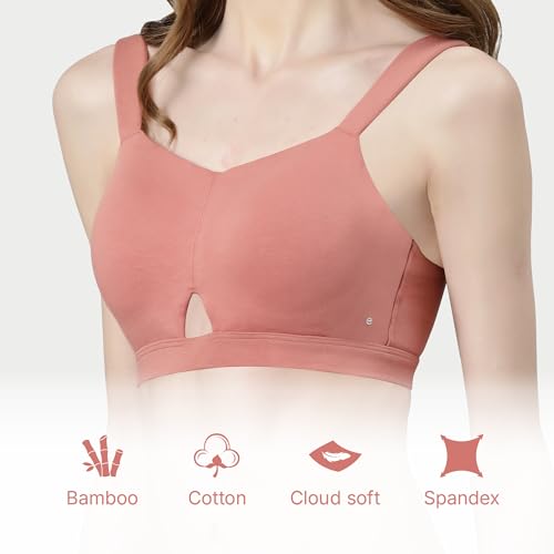 Enamor Innovations Cloudsoft Invisi Bonded Neck Women's Everyday Cotton Minimizer Bra - Padded, Wirefree, Full Coverage - A064 (Available in Plus Sizes) Rosette - Image 4