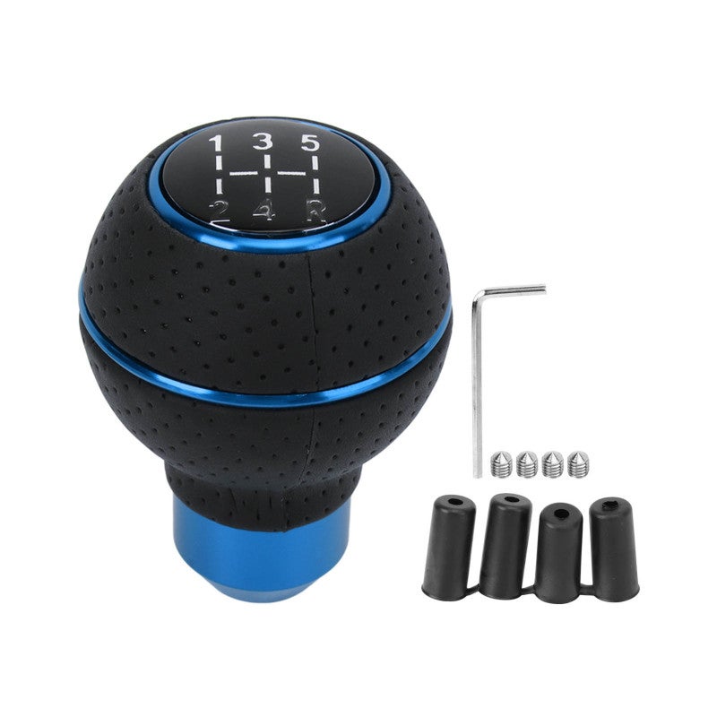 Shift Knob Blue Artificial Leather " - " Aluminum Alloy Base Ideal Replacement Gear Shifter for Driving - Image 1