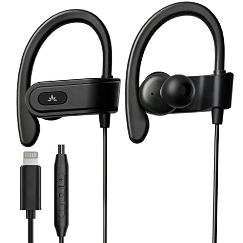 Avantree L171 - Lightning Wired Earbuds with Microphone & in-Line Volume Control, Compatible with Older iPhone 11, 12, 13, 14 Models, MFi Certified Headphones with Ear Hook for Running & Sports - Image 1