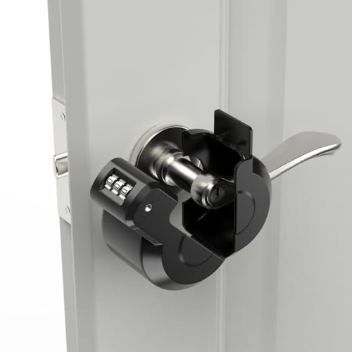 PUGED Keyed Door Handle Lockout Device Cover with Code to Disable Access to Keyhole Combination Lock for Bedroom from Outside Only Fits Handle Lock with Long Connecting Shaft Please Measure Before Order - Image 1