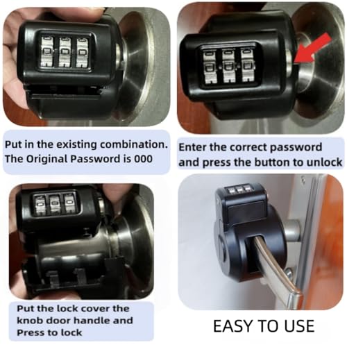 PUGED Keyed Door Handle Lockout Device Cover with Code to Disable Access to Keyhole Combination Lock for Bedroom from Outside Only Fits Handle Lock with Long Connecting Shaft Please Measure Before Order - Image 3