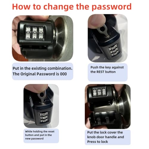 PUGED Keyed Door Handle Lockout Device Cover with Code to Disable Access to Keyhole Combination Lock for Bedroom from Outside Only Fits Handle Lock with Long Connecting Shaft Please Measure Before Order - Image 4