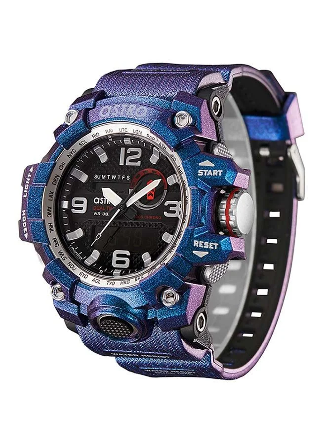 أسترو Astro Men's Watch, Analog-Digital Display and Polyurethane Strap - A22803-PPLB, Blue